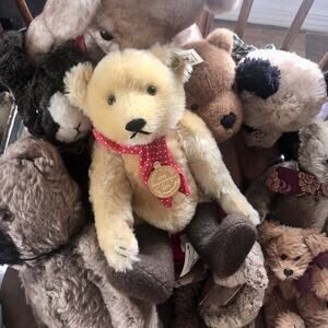 Vintage Steiff Bear Teddy Roosevelt Rough Rider 1996 Red Scarf Boots 11” Tag